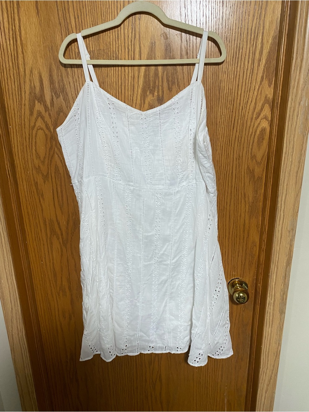 White Eyelet Slip Dress with Thin Straps